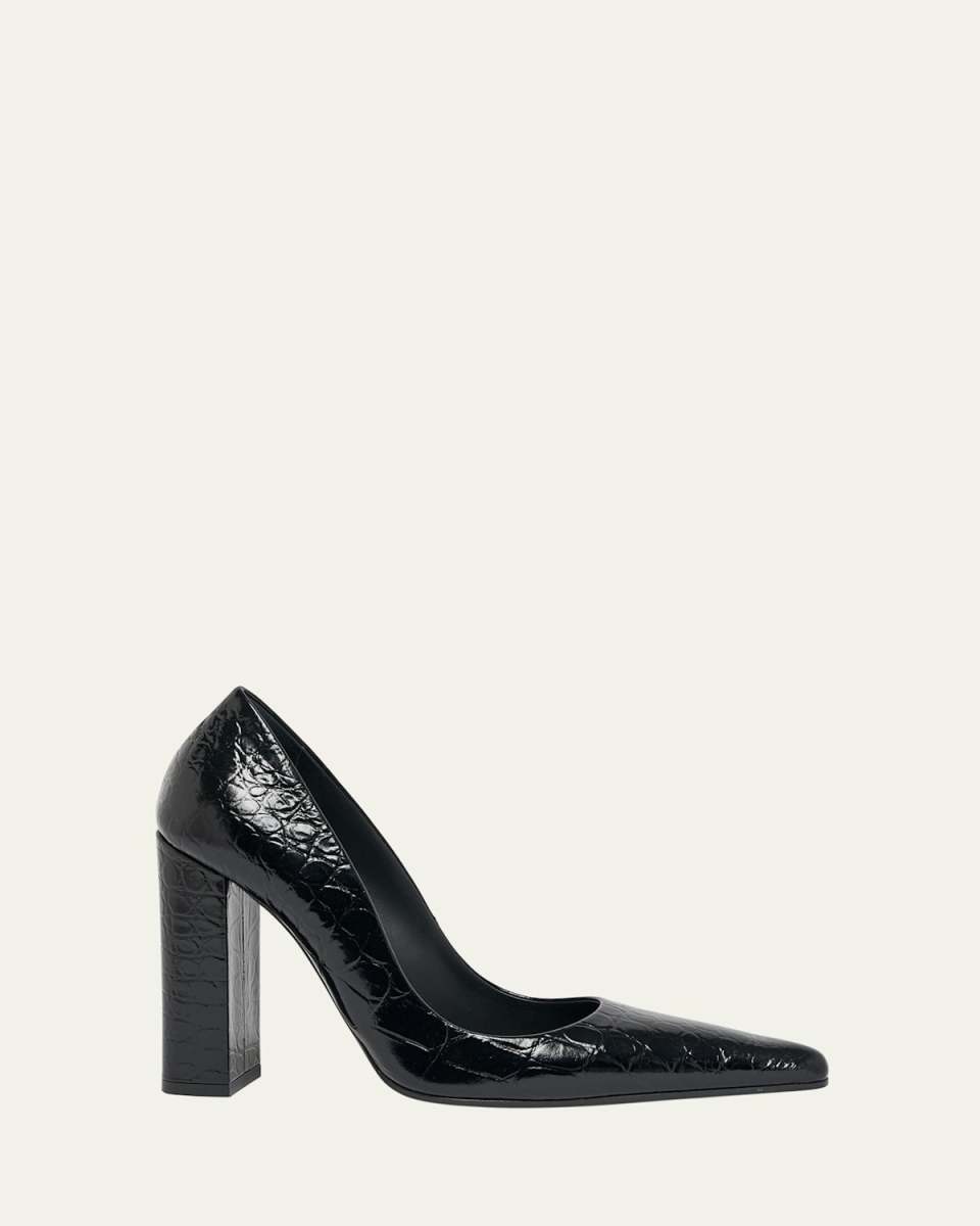 Crocodile Printed Leather Pumps